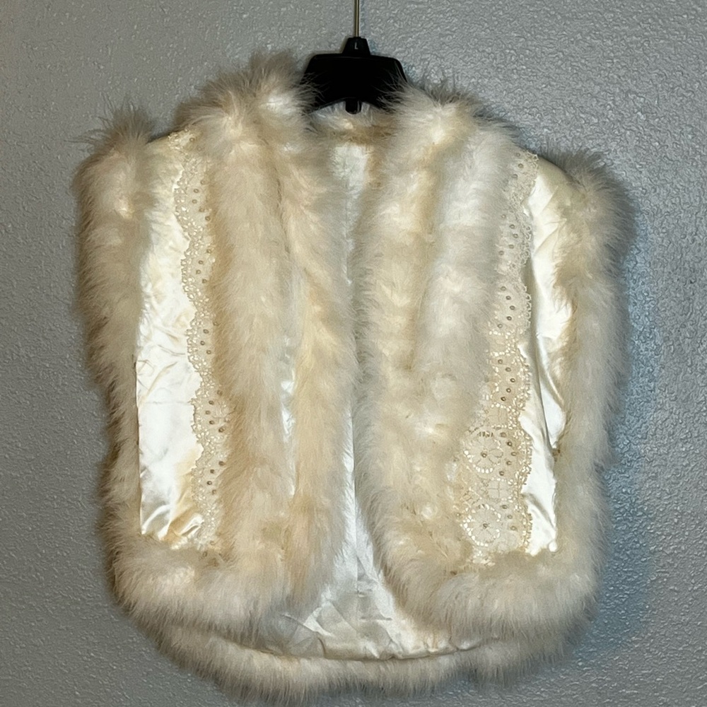 Elegant Cream Fur Vest with Satin Lining